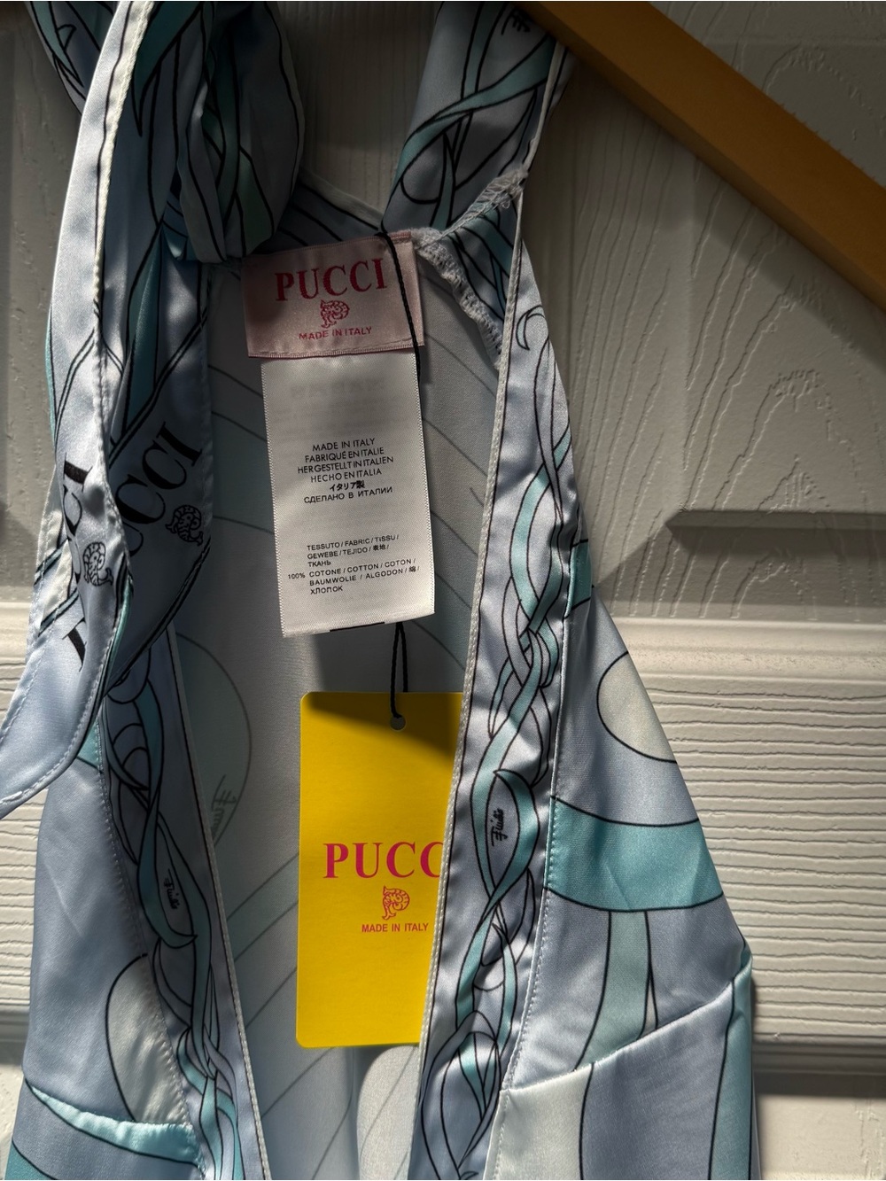 Pucci Light Blue and White Silk Scarf Top - Picture 4 of 10